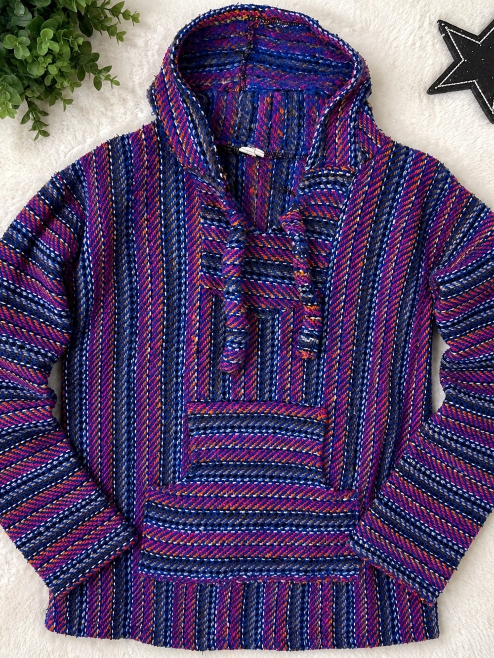 Striped El Paso Saddle Blanket Hoodie in Purple & Blue